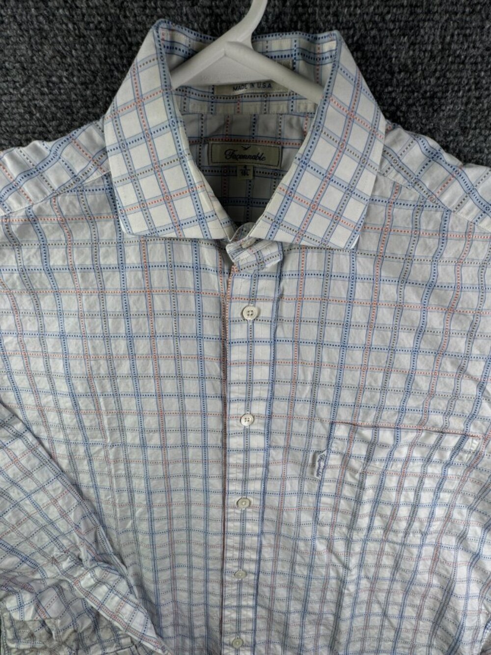 Faconnable Men 16L Size 4 Button Up Shirt Long Sleeve USA Made Colorful Check
